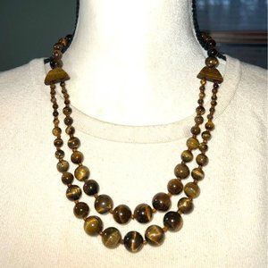 Vintage Artisan Genuine Tiger Eye Necklace -- 18"
